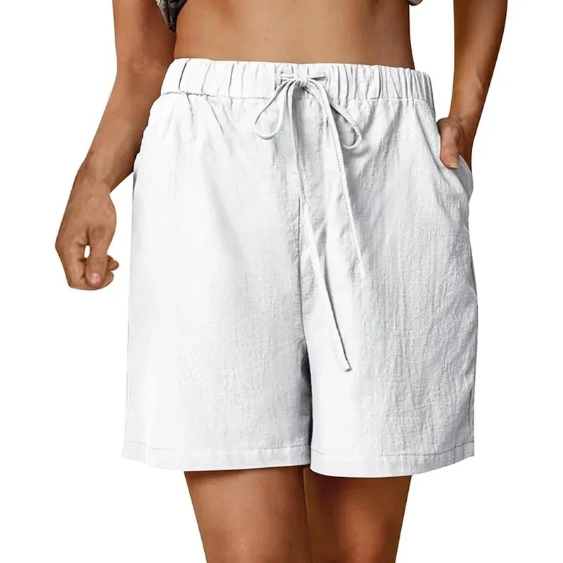 Short Linen Drawstring - 2026Women's Summer Casual Shorts Drawstring Solid