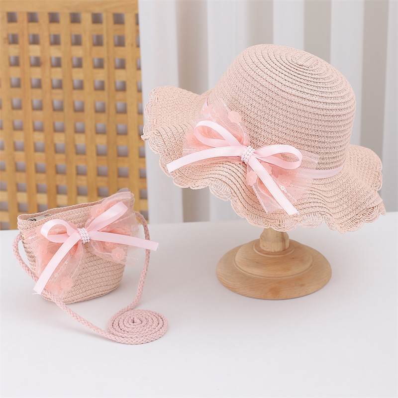 Bucket Hat Straw - Kid Baby 2 Pieces Set Straw