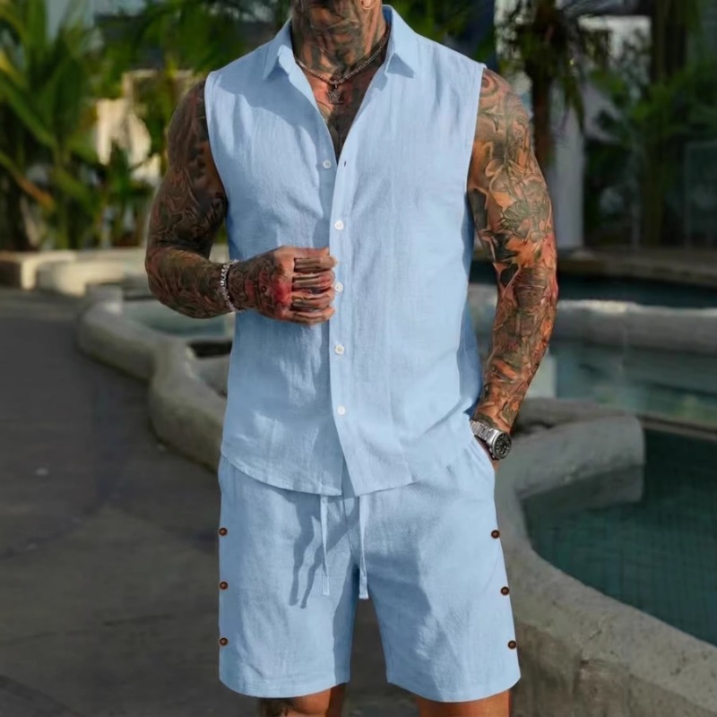 Men's 2 Piece Linen Textured S - Short Linen Drawstring recension och pris