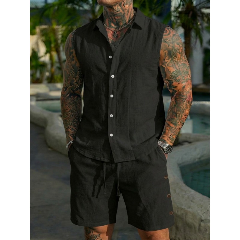 Men's 2 Piece Linen Textured S - Short Linen Drawstring recension och pris
