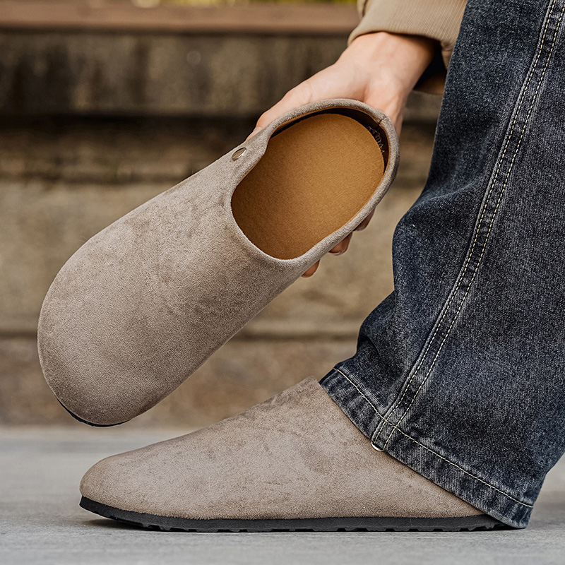 Men Suede Leather Slippers Mul - Flip Flop Leather Men recension och pris