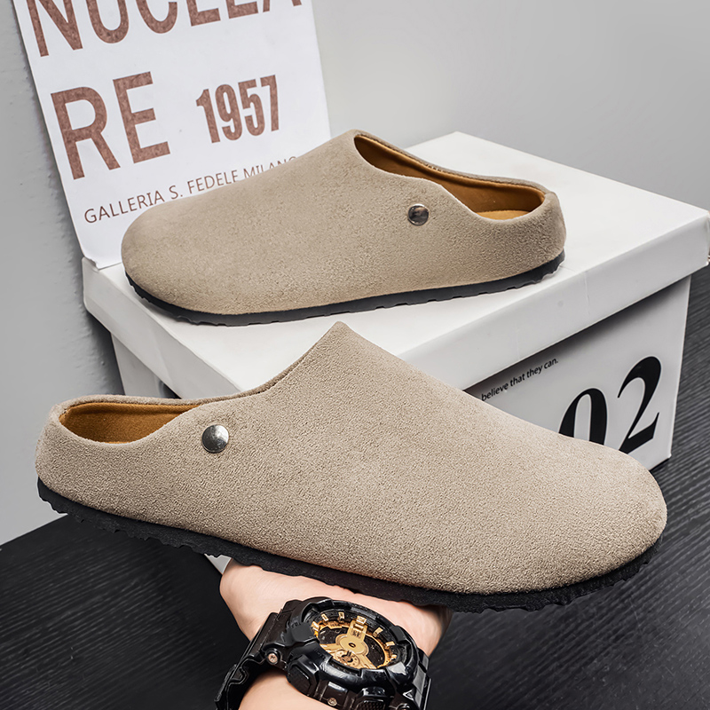 Men Suede Leather Slippers Mul - Flip Flop Leather Men recension och pris