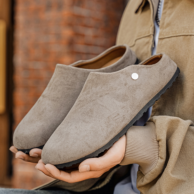Men Suede Leather Slippers Mul - Flip Flop Leather Men recension och pris