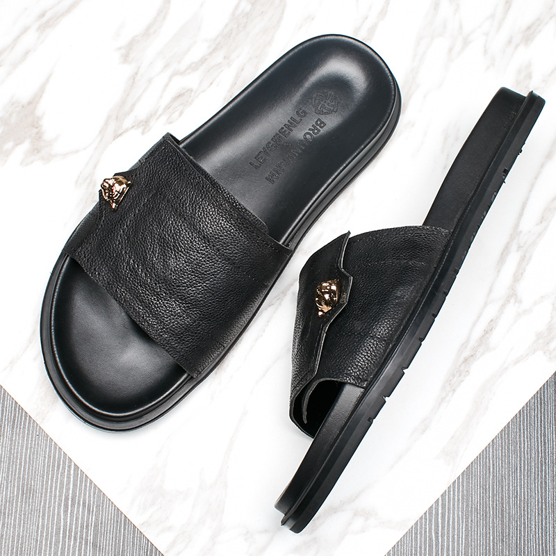 2025 New Genuine Leather Slipp - Flip Flop Leather Men recension och pris